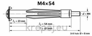 MHD 4X54 /65 МЕТ. ДЮБЕЛ Ф7 27-38 ГИПСOКАРТОН ZN