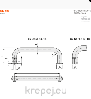 GN 425-8-100-BT ДРЪЖКА П U РЪКОХВАТКА ЧЕРНА М5 ELESA+GANTER